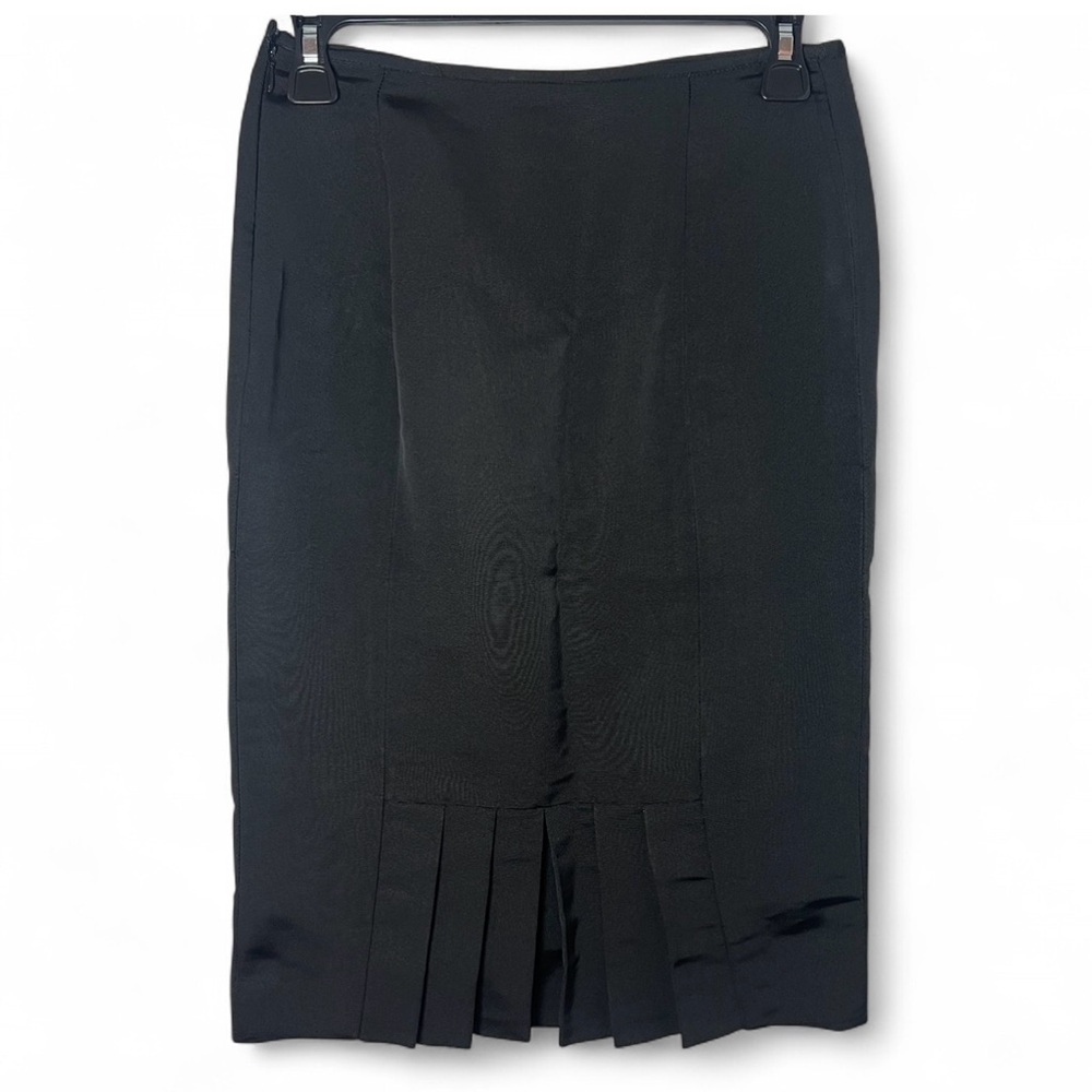 Melinda Eng VTG 80s Couture 100% Silk Black Formal Cocktail Pencil Skirt Size 4
